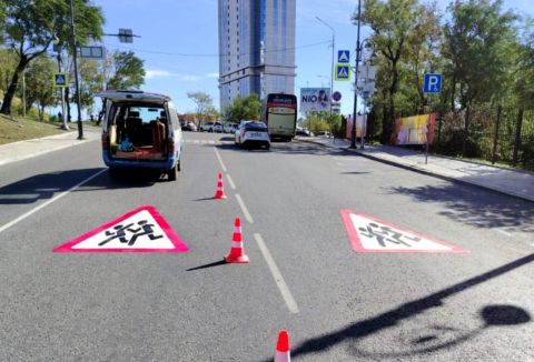 Новые технологии применяются для разметки на дорогах Владивостока