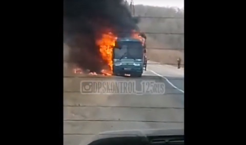 Причинe пожара в пассажирском автобусе выясняют полицейские